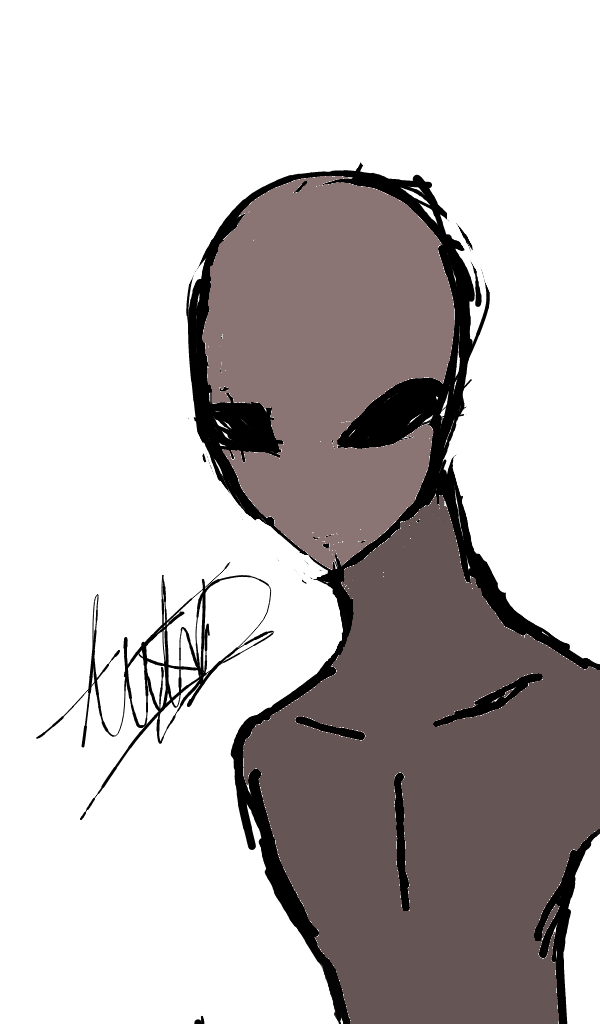 600x1024 Grey Alien Sketch [Colored] By Xxthedemonictacoxx - Grey Alien Sketch