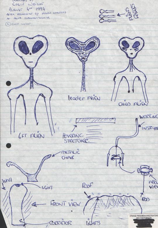 540x780 Ufo Occupants ~ Drawings,sketches And Non Human Reports., - Grey Alien Sketch