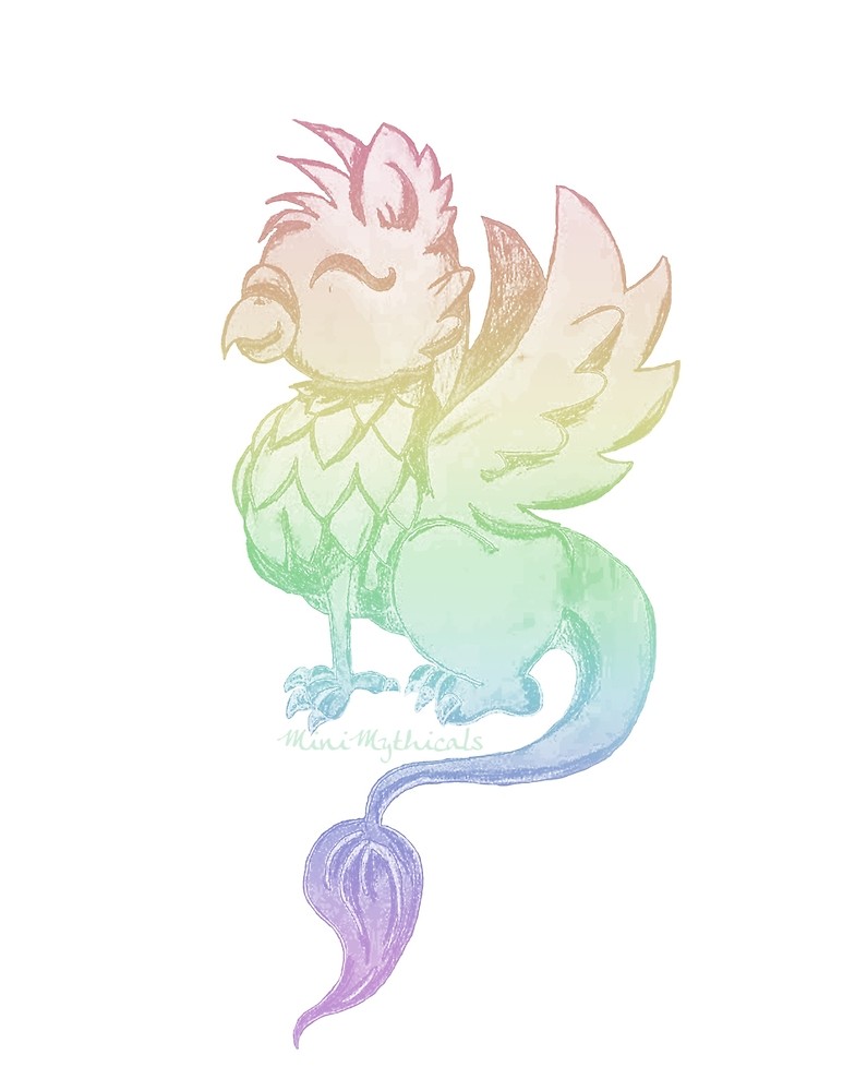 773x1000 Pastel Rainbow Griffin Sketch By Minimythicals Redbubble - Griffin Sketch