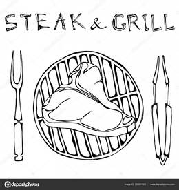260x276 Download Bbq Sketch Grill Clipart Barbecue Fish Steak Asado - Grill Sketch