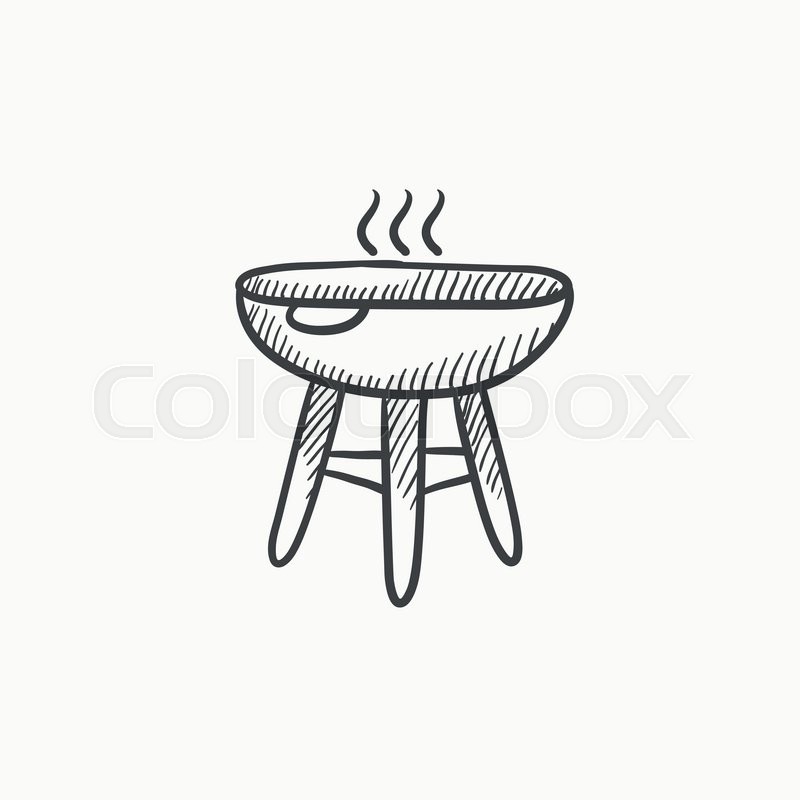 800x800 Kettle Barbecue Grill Vector Sketch Icon Isolated On Background - Grill Sketch