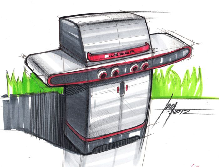 700x534 Sketch Of A Bbq Grill By Designer Spencer Nugent Renderings - Grill Sketch