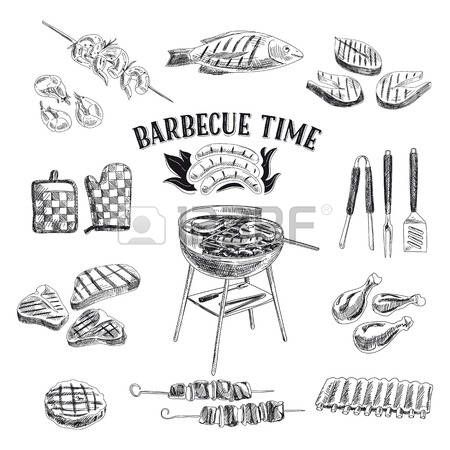 450x450 Vector Set Of Barbecue And Grill Elements. Vector Illustration In - Grill Sketch