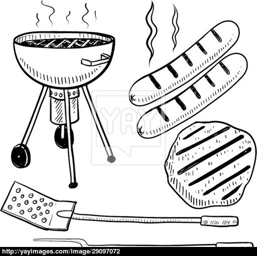 512x509 Barbecue Grill Equipment Vector Sketch Vector - Grill Sketch
