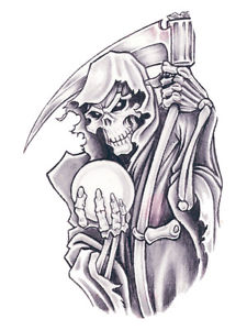 225x300 Grim Reaper Temporary Tattoo - Grim Reaper Sketch