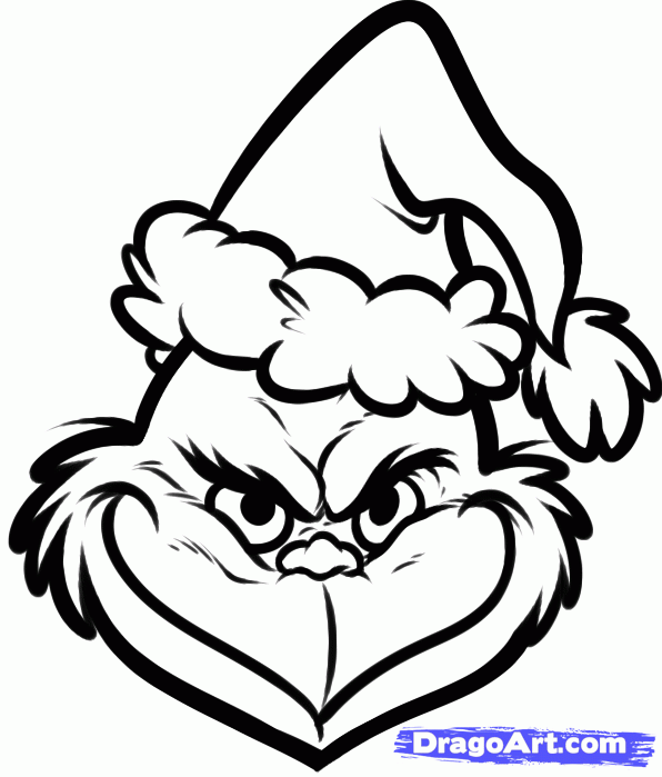 596x699 Grinch Face Coloring - Grinch Sketch