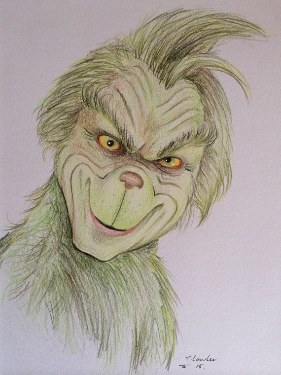570x760 The Grinch Original Colour Pencil Drawing Sketch By Maudster74art - Grinch Sketch