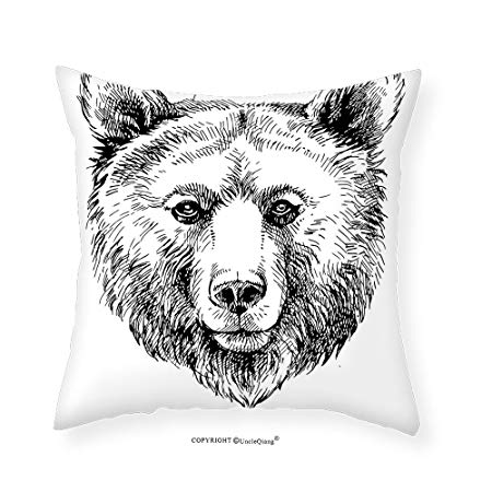 450x450 Vroselv Custom Cotton Linen Pillowcase Animal Hand Sketch Grizzly - Grizzly Sketch