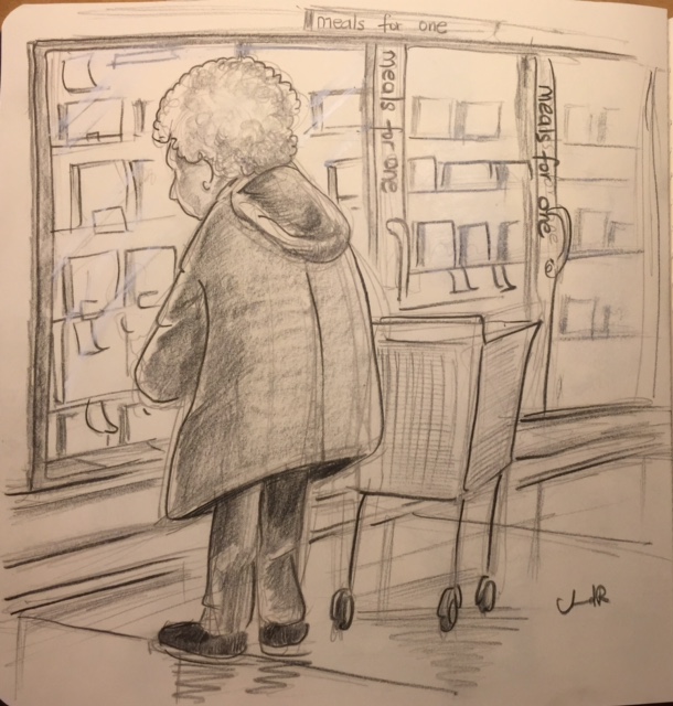 610x640 Meals For One A Grocery Store Sketch Art Of Arvind - Grocery Sketch