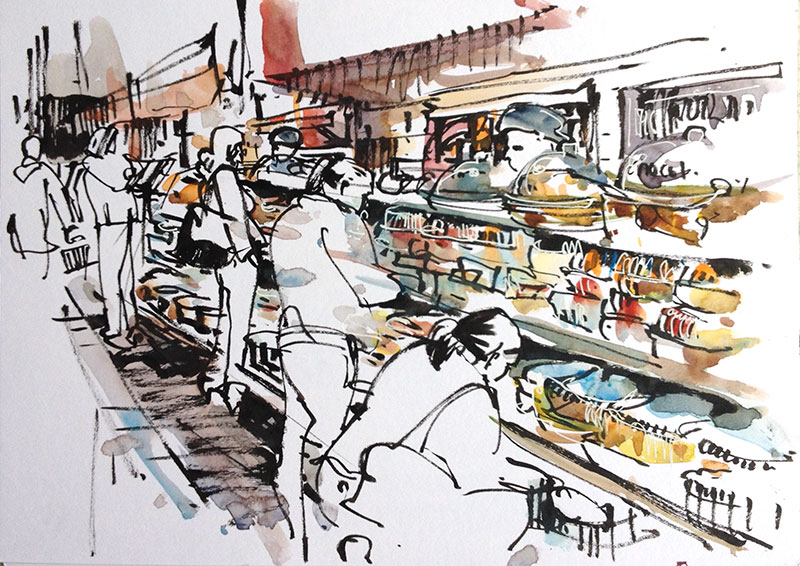 800x566 Drawing Busy Places At The Supermarket Sketch Away Travels - Grocery Store Sketch