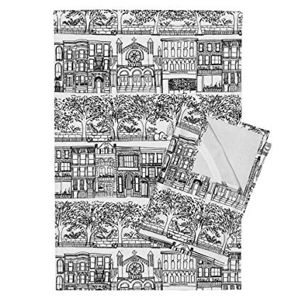 425x425 Roostery Nyc Black And White Line Drawing Neighborhood - Grocery Store Sketch