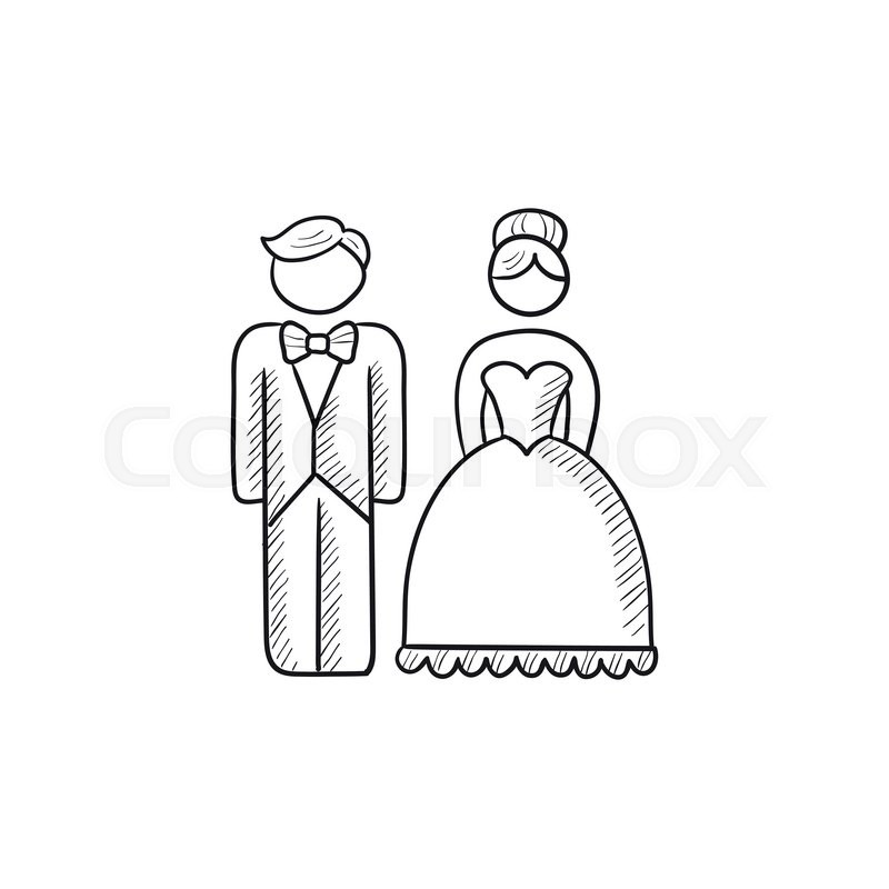 800x800 Bride And Groom Vector Sketch Icon Isolated On Background. Hand - Groom And Bride Sketch