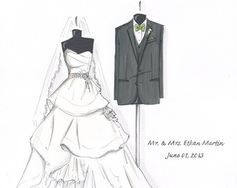 340x270 Bride Groom Sketch Etsy - Groom And Bride Sketch