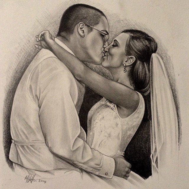 640x640 Drawn Bride Pencil Sketch - Groom And Bride Sketch