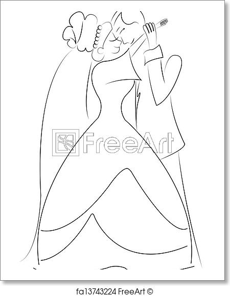 450x580 Free Art Print Of Bride And Groom Vector. Dancing Couple Sketch - Groom And Bride Sketch