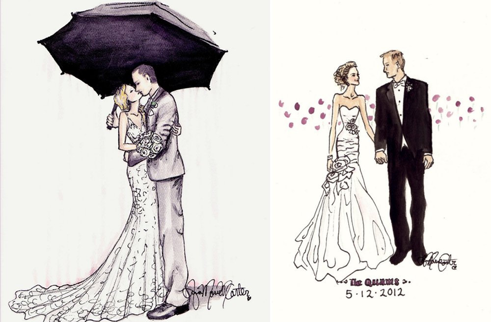 1000x655 Custom Wedding Sketches Of The Bride And Groom - Groom And Bride Sketch