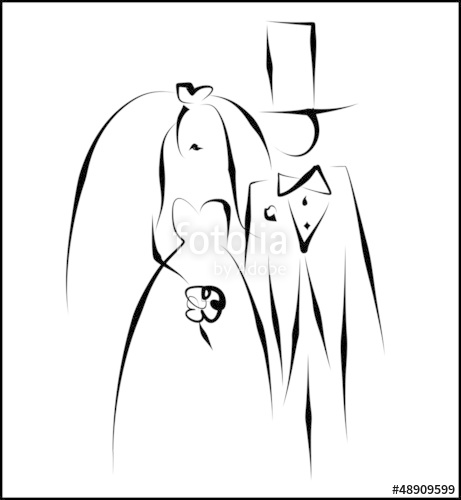 461x500 Wedding - Groom And Bride Sketch