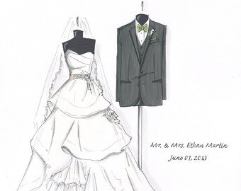 340x270 Bride Groom Sketch Etsy - Groom Sketch