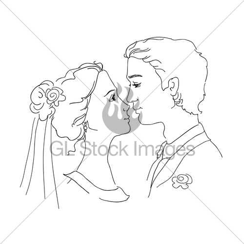500x500 Sketch Of Bride And Groom Gl Stock Images - Groom Sketch