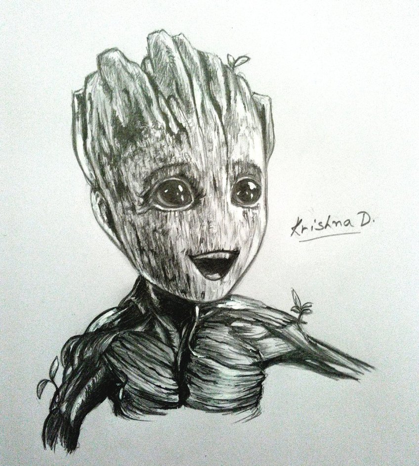 848x942 Groot Realistic Drawing Drawing Skill - Groot Sketch