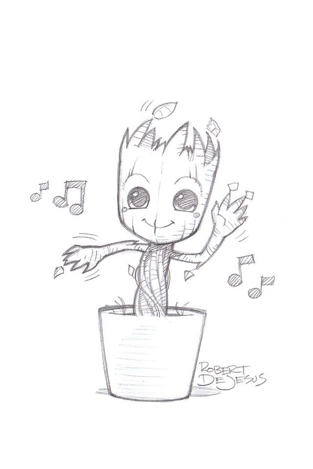 640x960 Just A Casual Picture Of Baby Groot Just Random Stuff - Groot Sketch