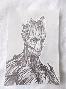 225x300 A4 Art Graphite Pencil Sketch Drawing Groot From Guardians Of The - Groot Sketch
