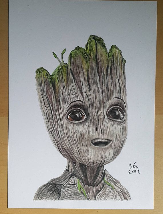 570x746 Original Drawing Baby Groot Guardians Of The Galaxy Groot - Groot Sketch