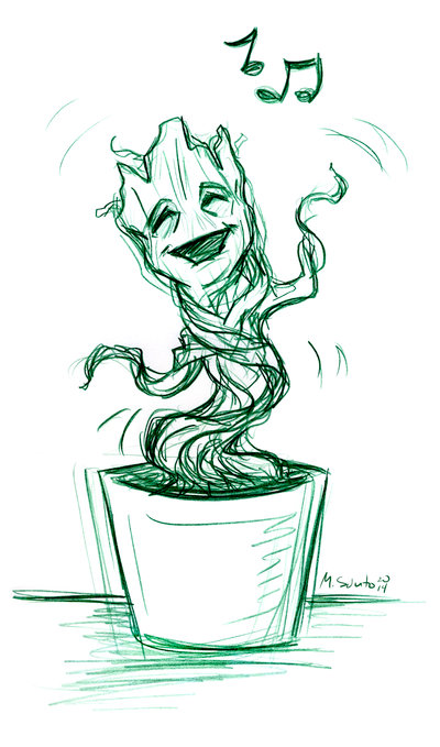 400x679 Dancing Groot Sketch By Msciuto - Groot Sketch