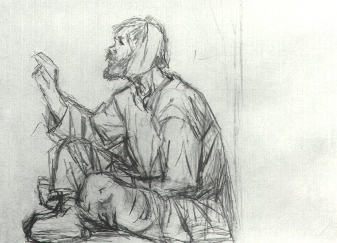 1111x800 The Fool, Sitting On The Ground. Sketch For The Painting - Ground Sketch