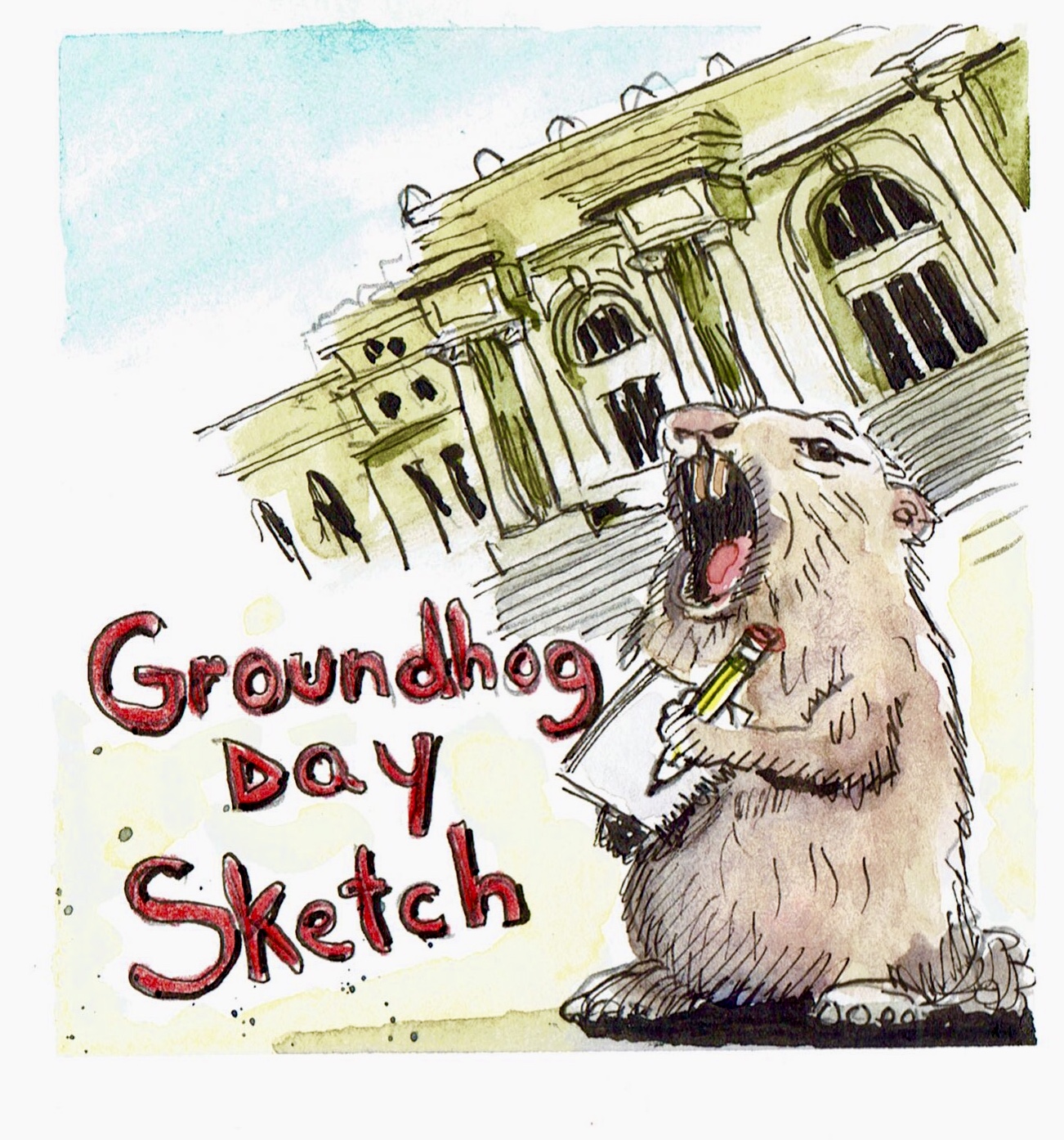 1302x1394 New York City Urban Sketchers Sunday Groundhog Day Sketch - Groundhog Sketch