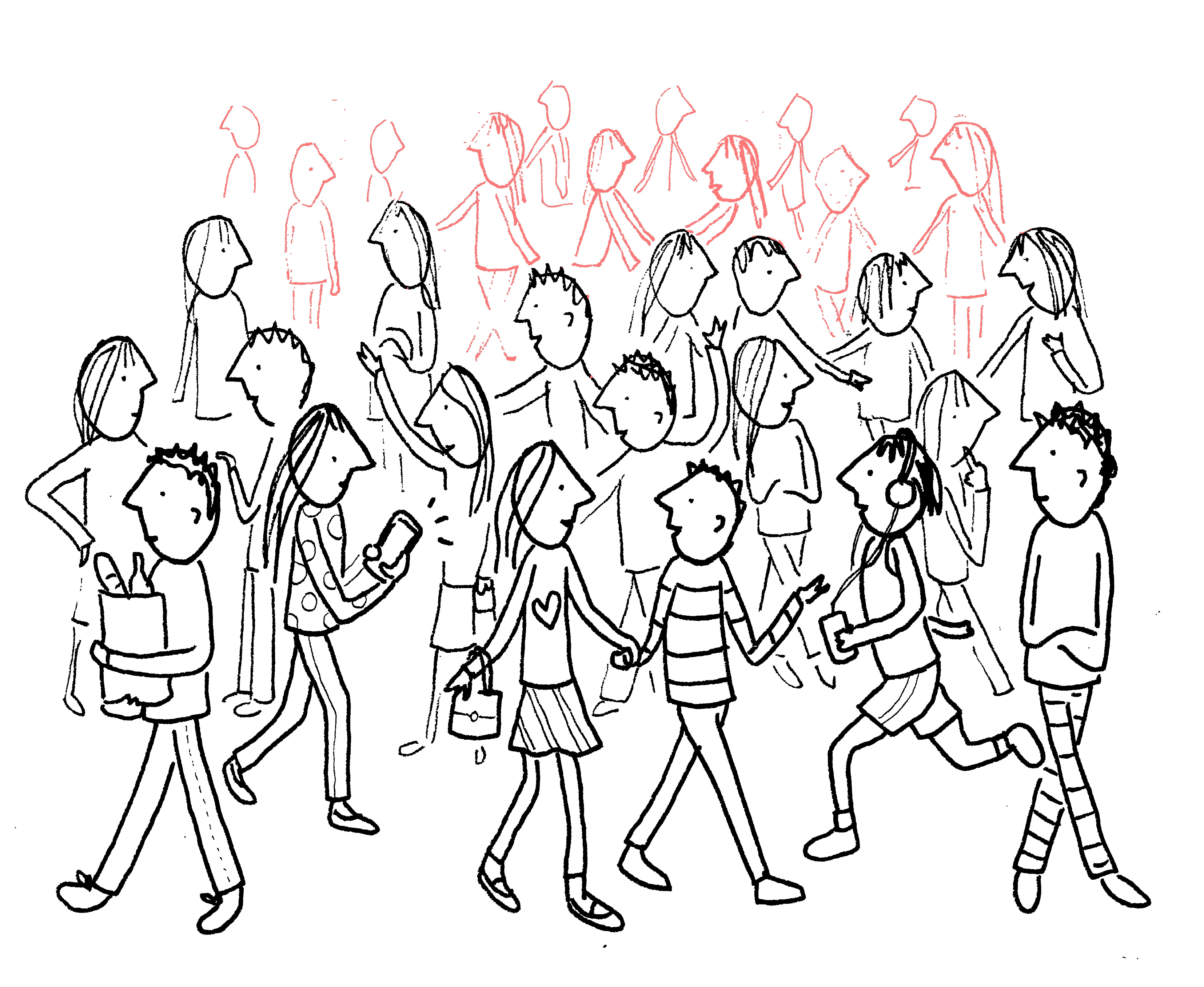 3310x2714 How To Draw A Crowd Of People In 3 Steps - Group Of People Sketch