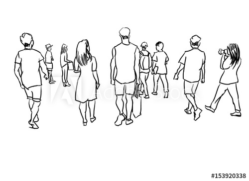 500x364 Group Of People Marker Sketch Isolated - Group Of People Sketch