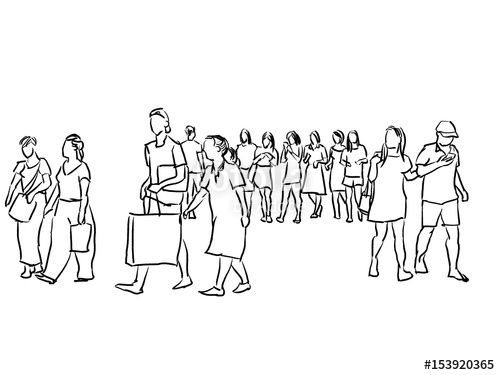 500x375 Group Of People Marker Sketch Isolated Stock Photo And Royalty - Group Of People Sketch