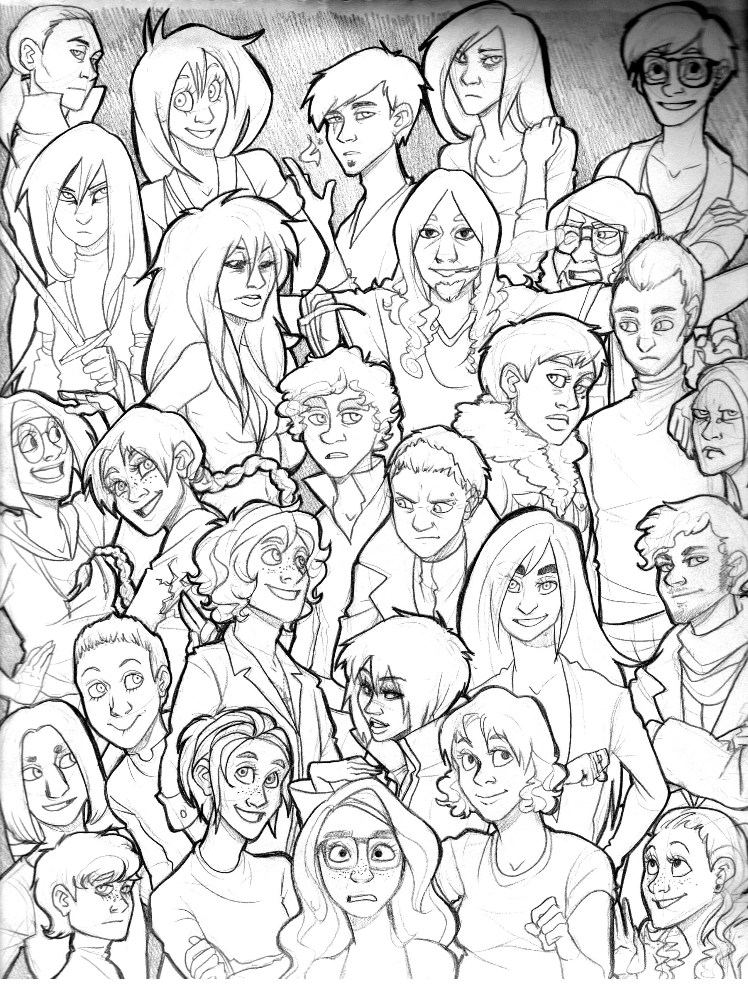 2550x3364 Group Shot My Protesting Pencil - Group Of People Sketch