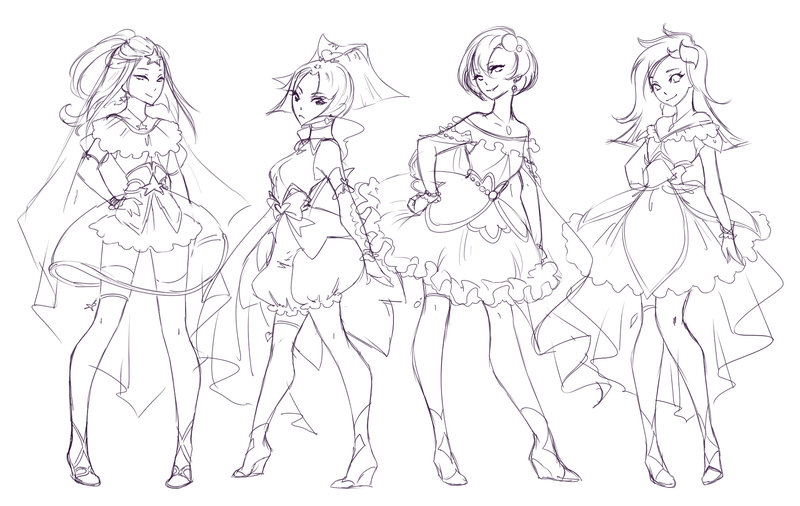 800x506 Magical Girls - Group Sketch