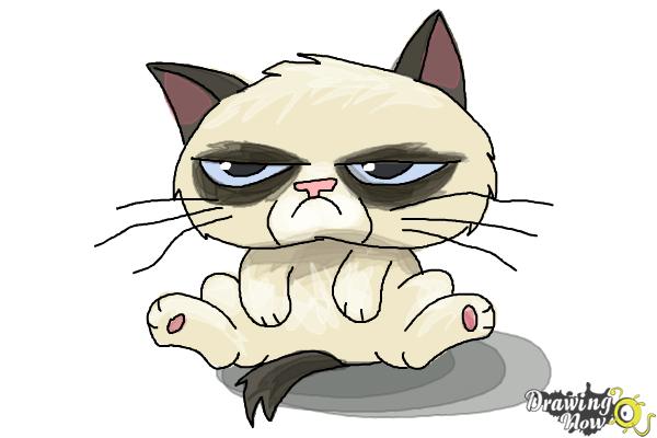 600x400 How To Draw Chibi Grumpy Cat - Grumpy Cat Sketch