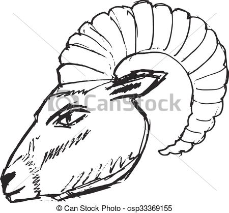 450x419 Hand Drawn, Grunge, Sketch Illustration Of Mountain Goat. Mountain - Grunge Sketch