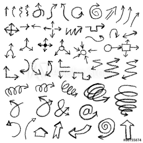 500x500 Illustration Of Grunge Sketch Handmade Watercolor Doodle Arrow Set - Grunge Sketch