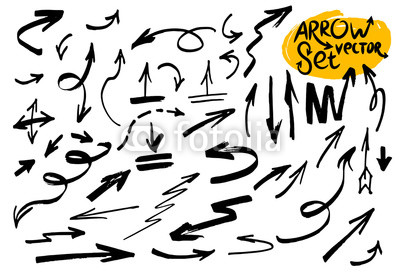 400x274 Set Of Grunge Sketch Handmade Watercolor Doodle Arrow. Vector - Grunge Sketch