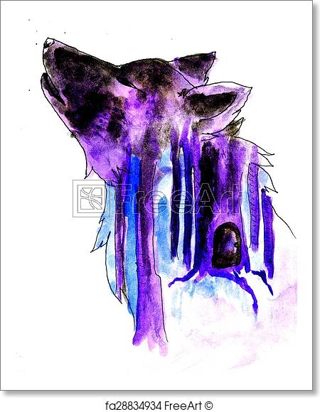 450x580 Free Art Print Of Abstract Wolf Sketch. Grunge Sketch Of An - Grunge Sketch