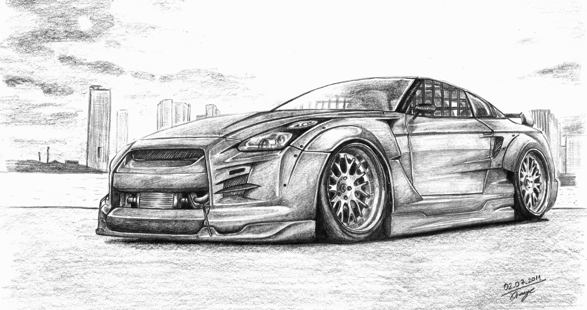 1156x610 Nissan Gtr R35 By Orangenes - Gtr Sketch