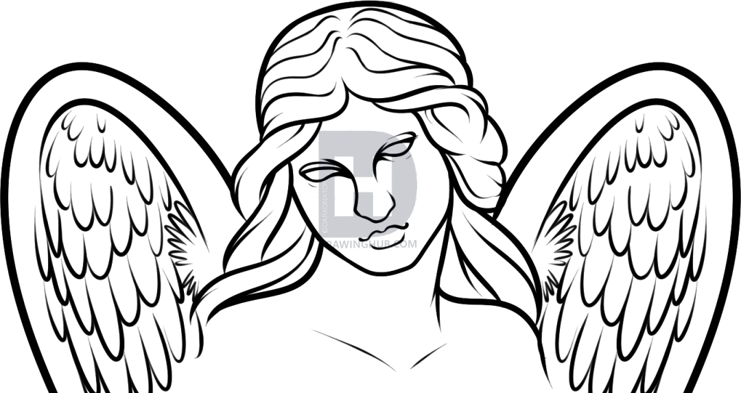 1080x573 How To Draw A Guardian Angel, Angel Statue, Step By Step, Drawing - Guardian Angel Sketch