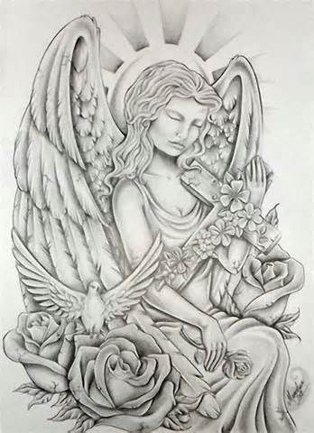 348x480 Guardian Angel Tattoo Designs For Women Angel Tattoo Pictures - Guardian Angel Tattoo Sketches