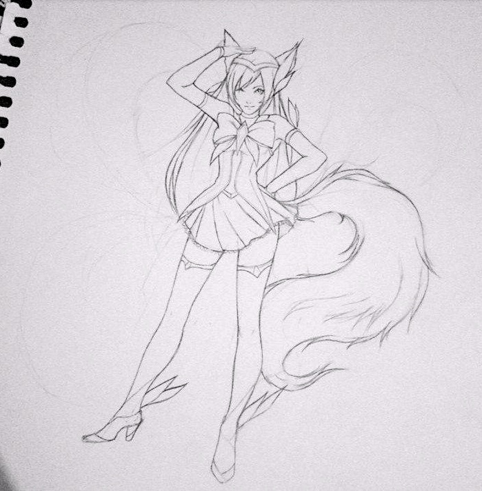 699x712 Star Guardian Ahri (Sketch) By Idrilen - Guardian Sketch