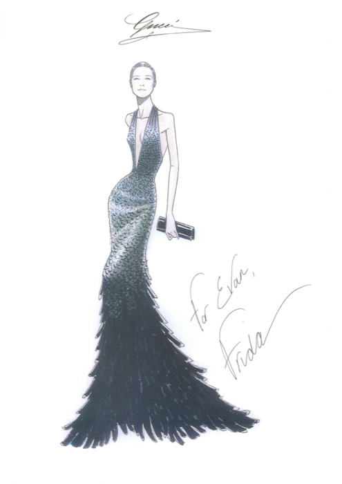 495x700 Gucci Sketch For Evan Rachel Woods Dress Art Amp Prints - Gucci Sketches