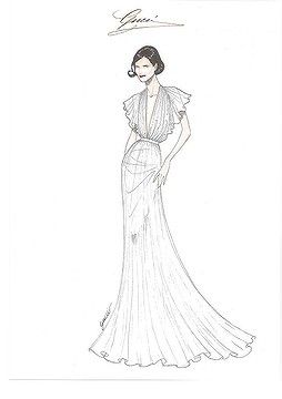 254x360 The Original Sketch By Gucci For Elizabeth Mcgovern To Wear For - Gucci Sketches