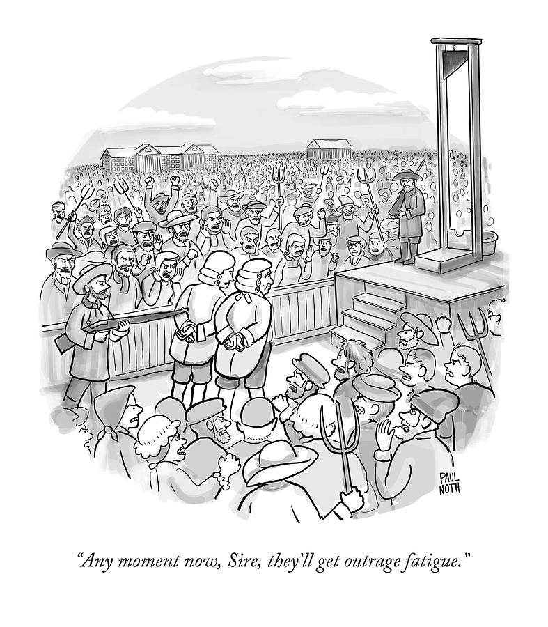 787x900 Two Nobles Walk Toward Guillotine Drawing By Paul Noth - Guillotine Sketch