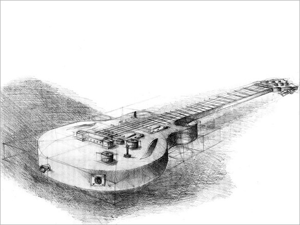 585x439 Amazingly Awesome Pencil Drawings Free Amp Premium Templates - Guitar Pencil Sketches