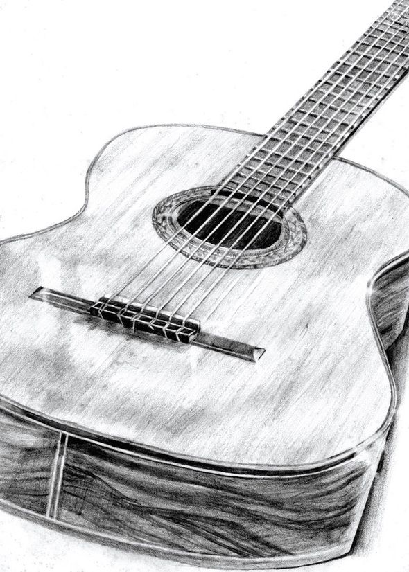 590x826 Pencil Drawing Guitar By Robyn Fear Sketch~~ - Guitar Pencil Sketches