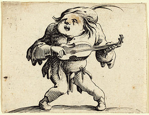 300x232 Jacques Callot French, 1592 - Guitar Player Sketch